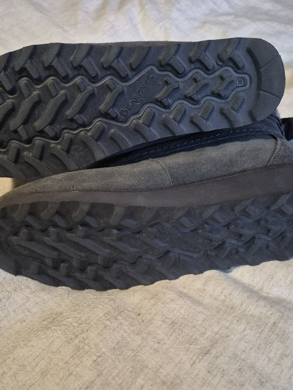 BearPaw Women's Lace-Up Suede, Wool And Sheepskin Ankle Boots in Dark Gray - Picture 4 of 15